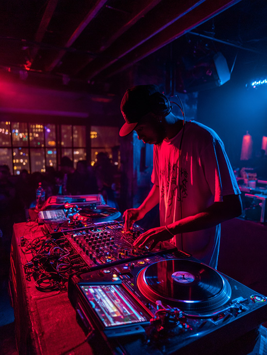 A DJ using an iPad 9 to play music at a party